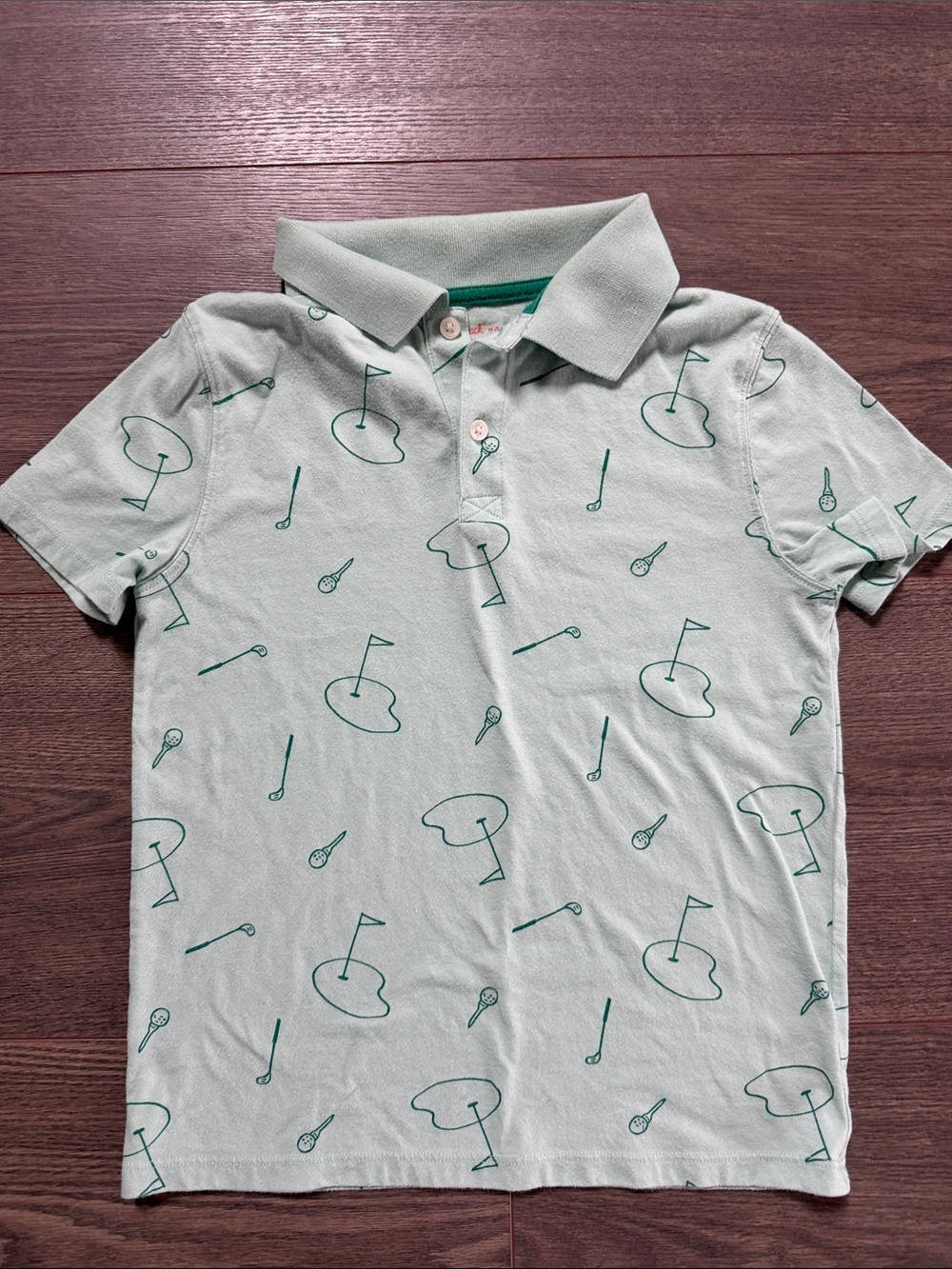 Cat & Jack Green Golf Polo Shirt Boys Size 8 Medium Tee Golf Club Kids Sporty